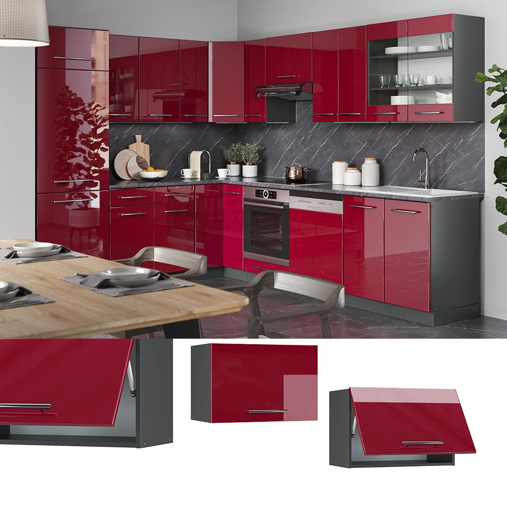 Vicco Pensile da cucina Rosso bordeaux lucido 60 cm Piatto