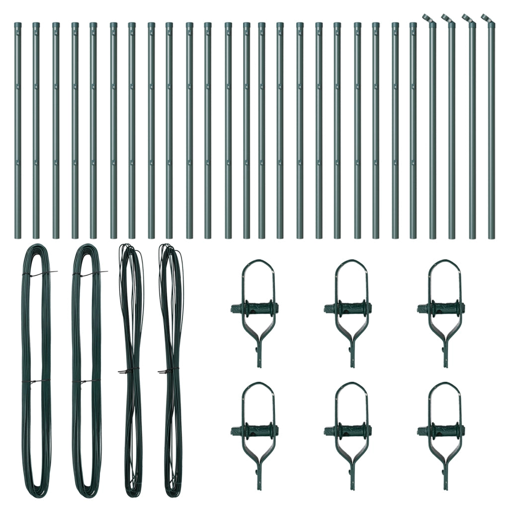 Posti per recinzione  26 pcs Verde Ã˜32 mm 100 cm Acciaio zincato