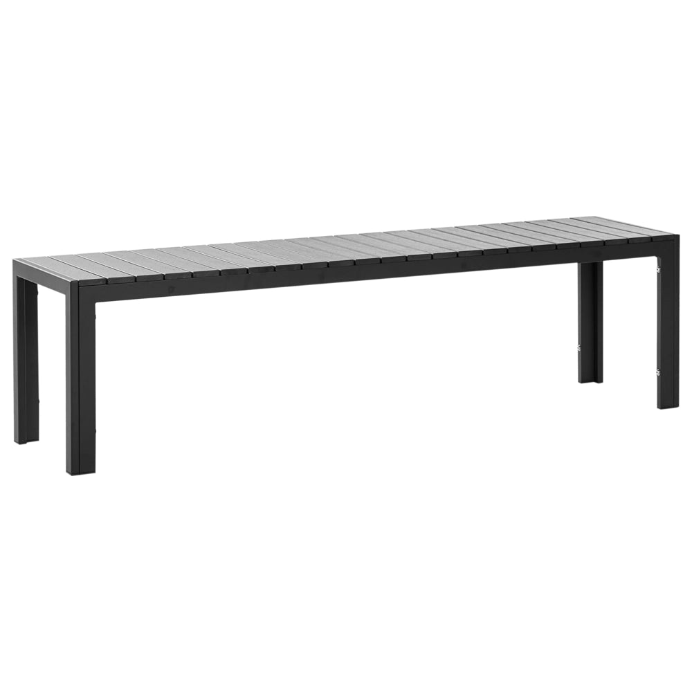 Set da Pranzo da Giardino Tavolo Rettangolare 2 Panche Telaio Alluminio anodizzato nero esterno terrazzo