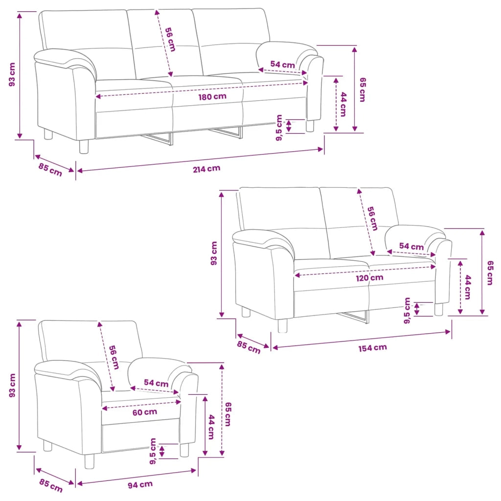 Set di divani 3 pcs Blu Velluto 3430471