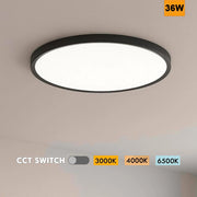 Plafoniera Design Slim LED 36W CCT IP40 Lampada Moderna Soffitto Luce Bagno Cucina Soggiorno Ufficio 48cm colore NERO