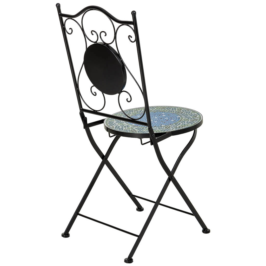 Set tavolo e 2 sedie in metallo, 60x60x75h cm, 38x46x90h cm