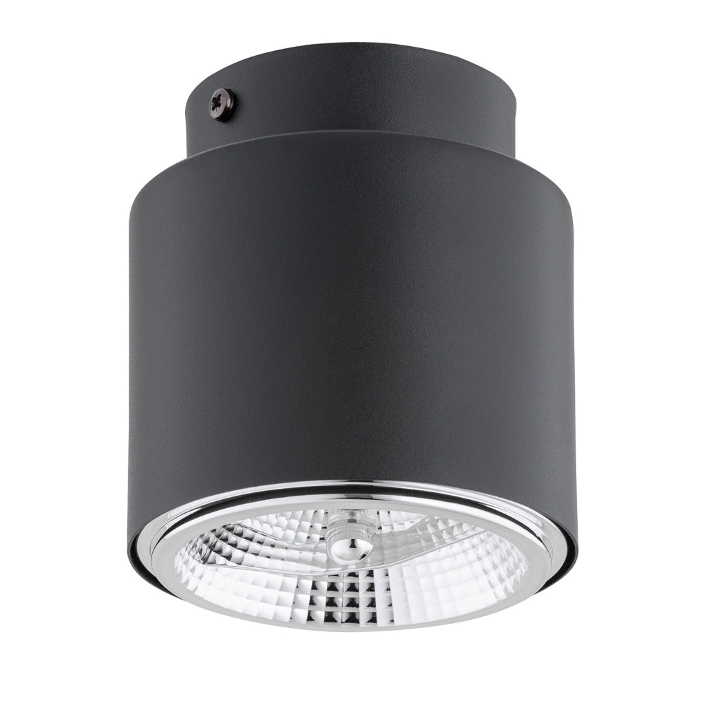 Plafoniera Moderna 1 Luce Faretto Ptah In Acciaio Nero