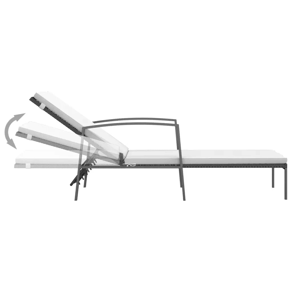 Lettini Prendisole 2 pz con Tavolo in Polyrattan Neri 317638