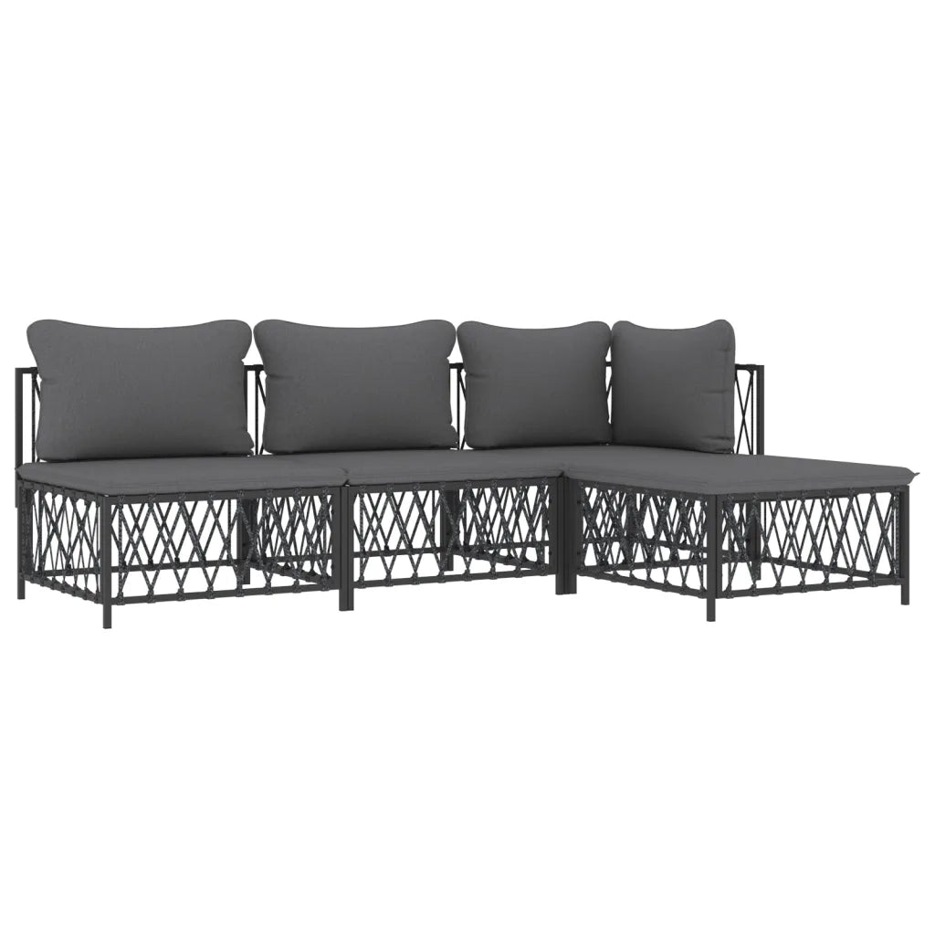 Set Salotto da Giardino 4 pz con Cuscini in Acciaio Antracite 3186853