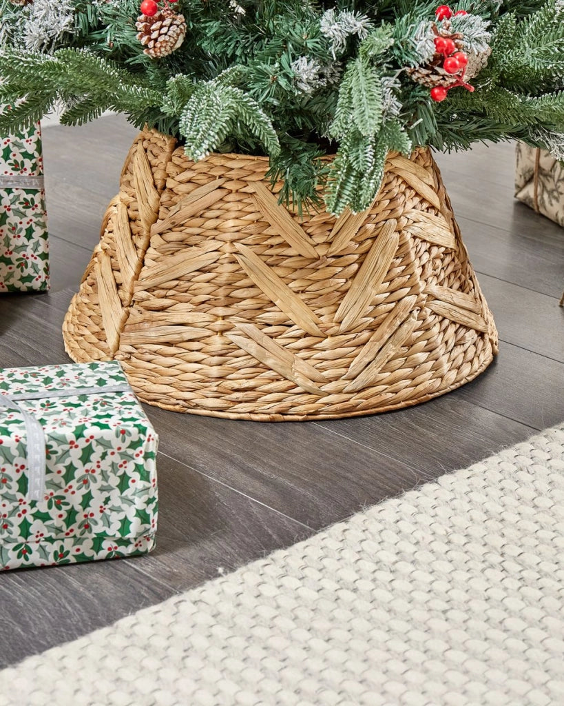 Copribase per Albero di Natale in giacinto d'acqua naturale rotondo ⌀ 50 cm stile Boho Accessori natalizi