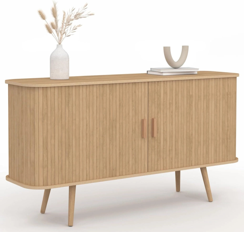 Aparador ROMIE efecto listones 2 puertas correderas 140 cm