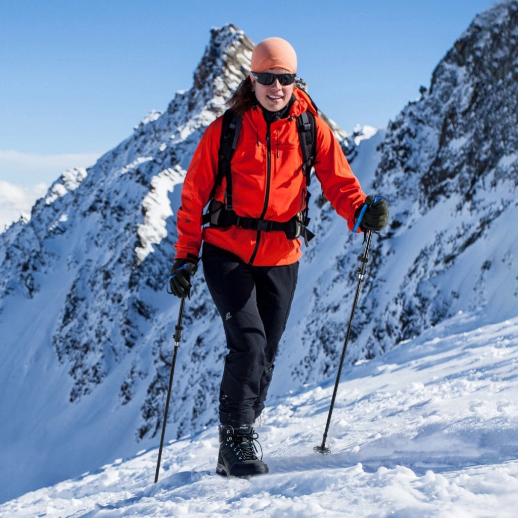 Bastoncini da trekking tri-fold leggeri per uomo e donna con blocco a scatto, Bastoncini da trekking pieghevoli Blu-Campeggio e Trekking