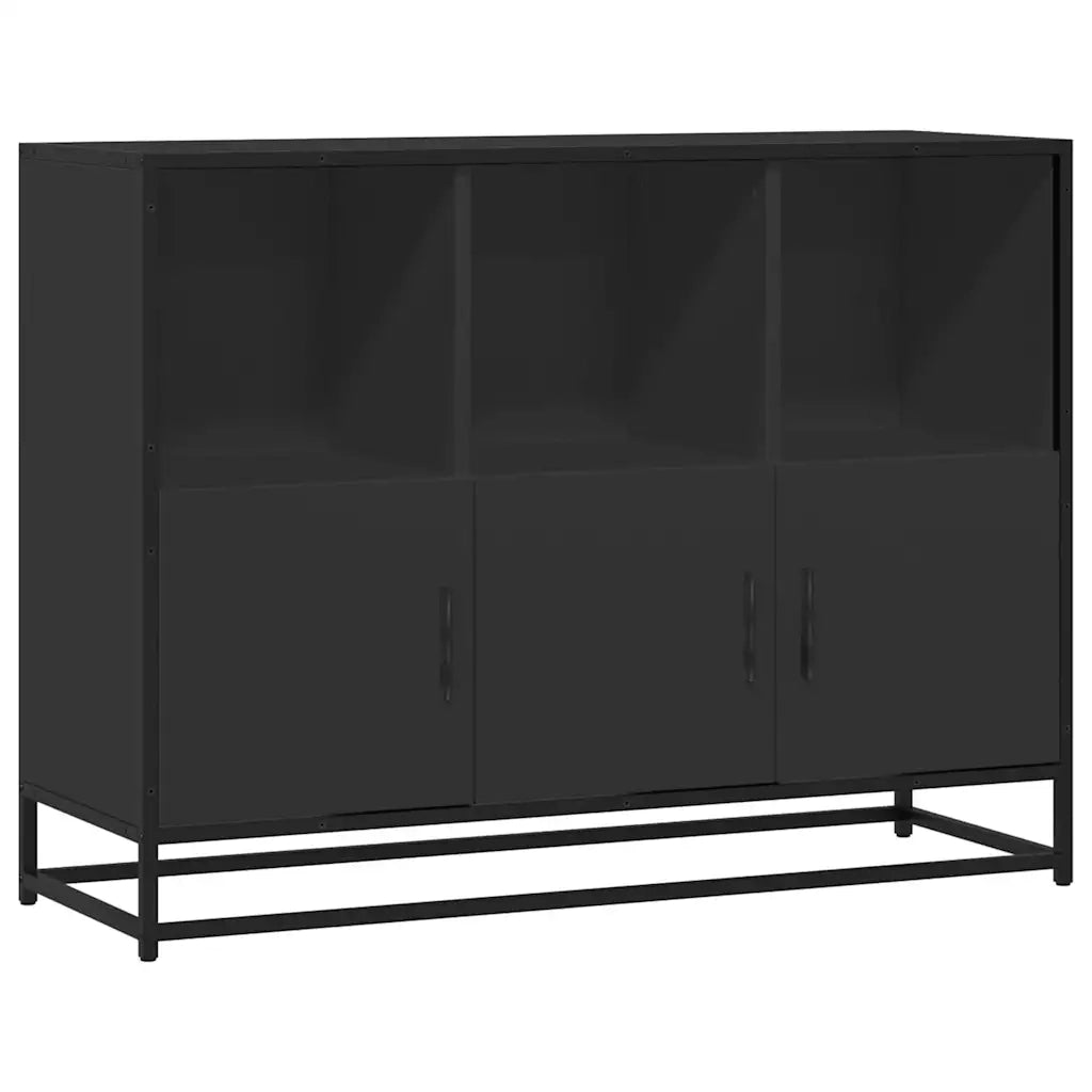 Credenza-Buffet-Armadio da cucina Nera 100x35x76 cm in Legno Multistrato