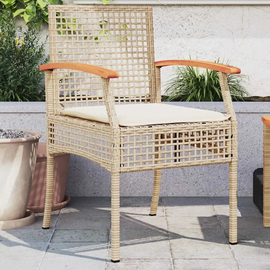Sedie da Giardino con Cuscini 2 pz | Sedie da Esterno Beige in Polyrattan e Acacia
