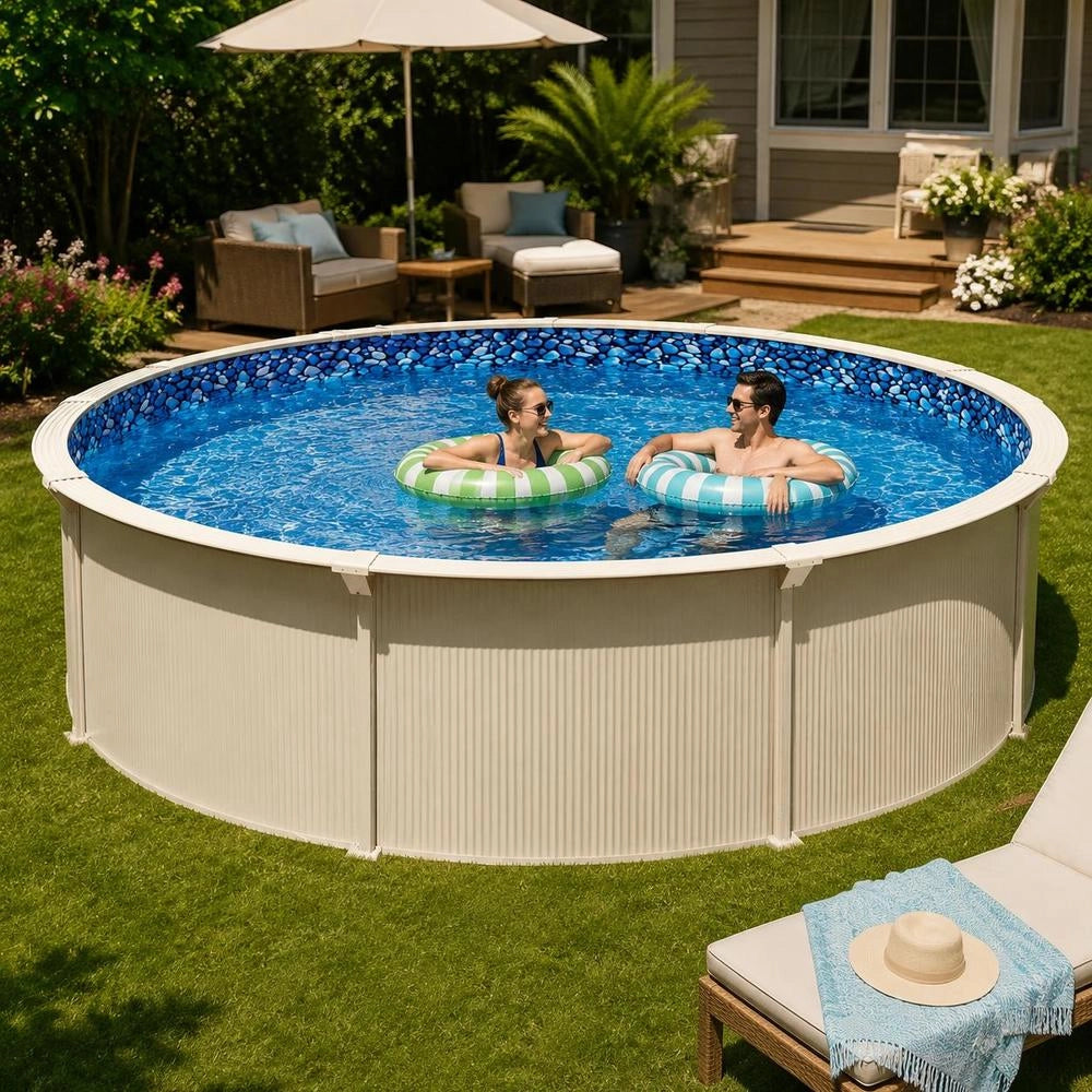 Round Pool Liner, Φ914x120 Cm, Inner Liner, Replacement Liner, Pool Liner, Unibead Style Vinyl Liner With Standard Thickness, Wear-resistant, For Above-ground Pools With A 132 Cm Wall Height