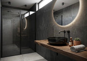 Lavabo bacinella d'appoggio tondo Diametro 33 cm in ceramica - Nero