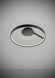 ANELLO LAMPADA DA PARETE O  SOFFITTO NERO VERNICIATO DIAM.55cm 3000K 2965LM 33W DIMMERABILE
