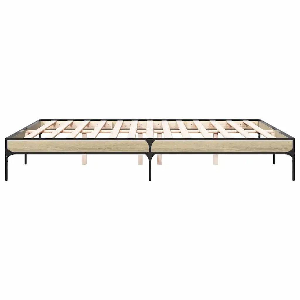 Giroletto-Struttura Letto Rovere Sonoma 200x200 cm Legno Multistrato e Metallo 449332