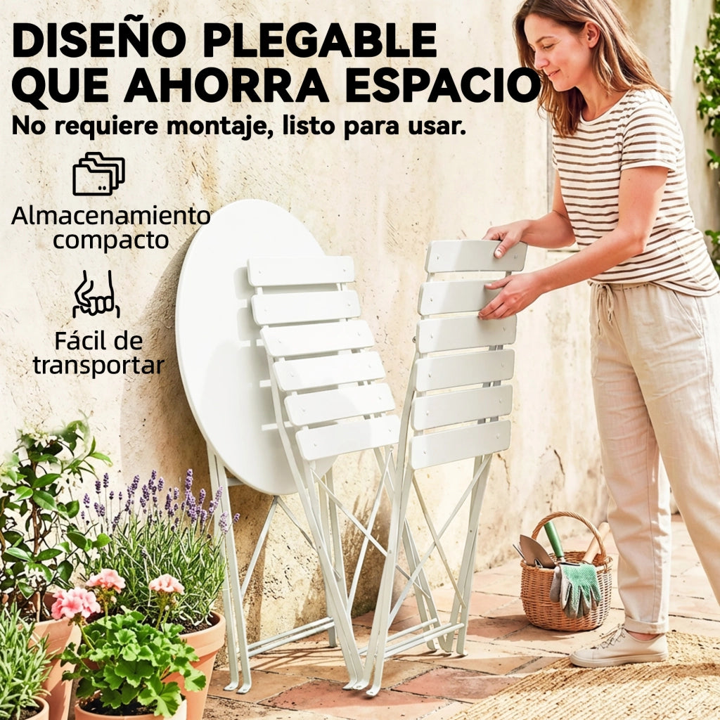Set Tavolo e Sedie Pieghevoli da Esterno ¨C zephmum ¨C Grigio, Metallo, 80x80x75cm
