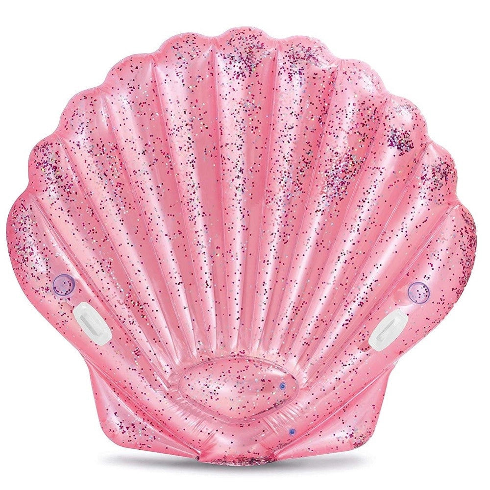 Trade Shop - Materassino Isola Gonfiabile Conchiglia Glitter Pvc Mare Piscina 178x165cm -