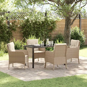 Set da Pranzo per Giardino con cuscino 5 pcs Beige polyrattan 3380171