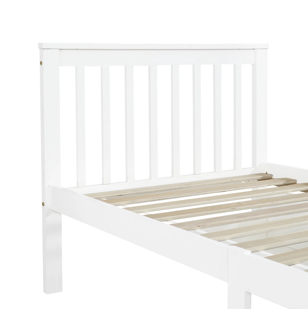 Letto singolo bianco con 2 cassetti contenitore, struttura in legno massello