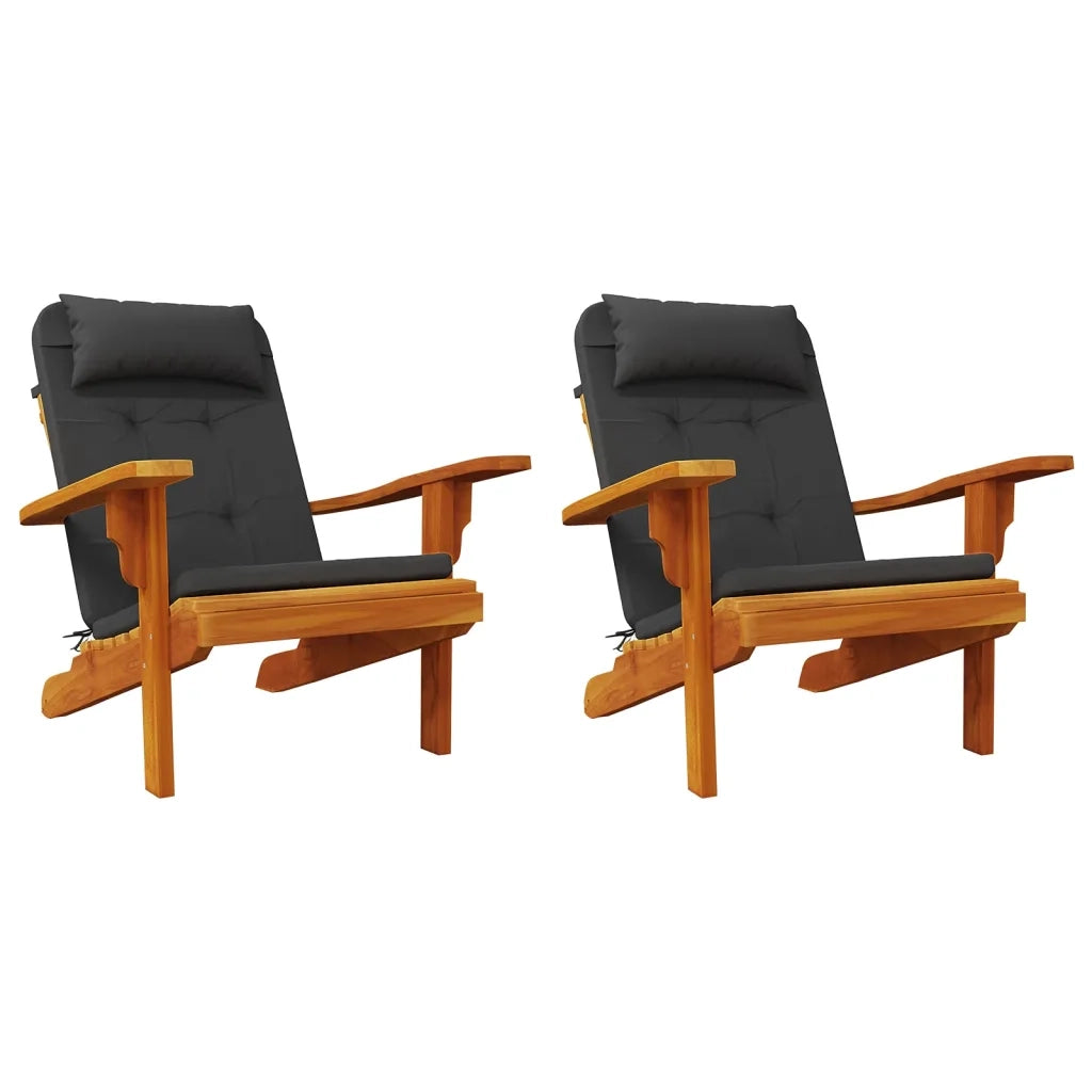 Cuscini per Sedia Adirondack 2 pz Neri in Tessuto Oxford 361837