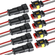 5 Set Connettori Elettrici a 2 Pin Autoacqua, Preinstallati e Resistenti, Nero, Adatti per la Fitta di Auto e Motocicli - Codice Prodotto G...