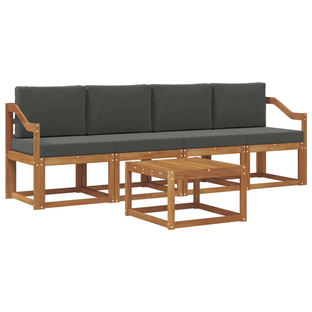 Set di divani da esterno con cuscino 5 pcs Naturale e Antracite
