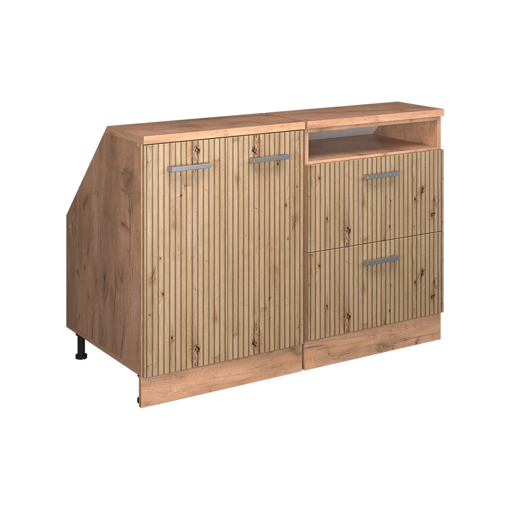 Set di mobili sottotetto Rion Rovere artigianale/Rovere dorato 120 cm Set di 2 carcasse armadio profondità 60 cm Vicco