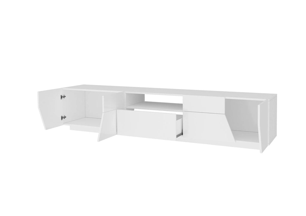 Mobile TV 4 Ante 1 Cassetto 220,1x43x46 cm Alien Bianco Lucido