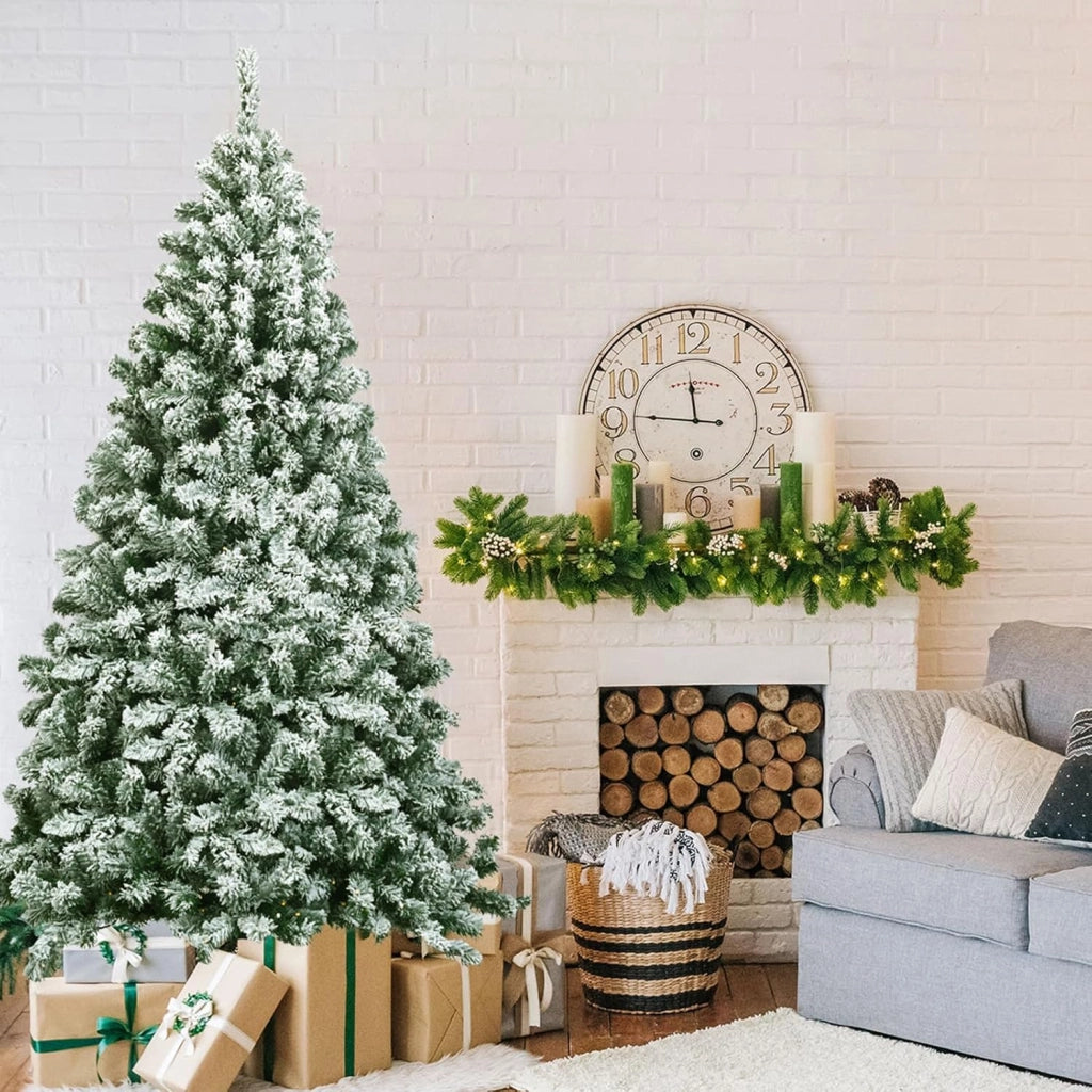 Albero di Natale Innevato da 135/180/225 cm, Albero di Natale con 400/928/1364 Rami Folti e Base di Metallo, Decorazione Natalizia per Casa, Ufficio e Negozio (180 cm)