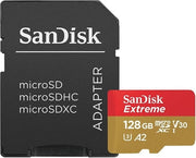 MicroSDXC con capacità di 128 GB, prestazioni A2, fino a 160 MB/s, con adattatore SD