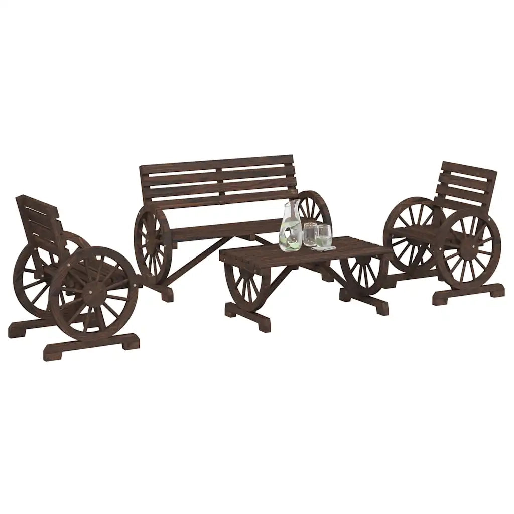 Set Salotto da Giardino 4 pz in Legno Massello di Abete
