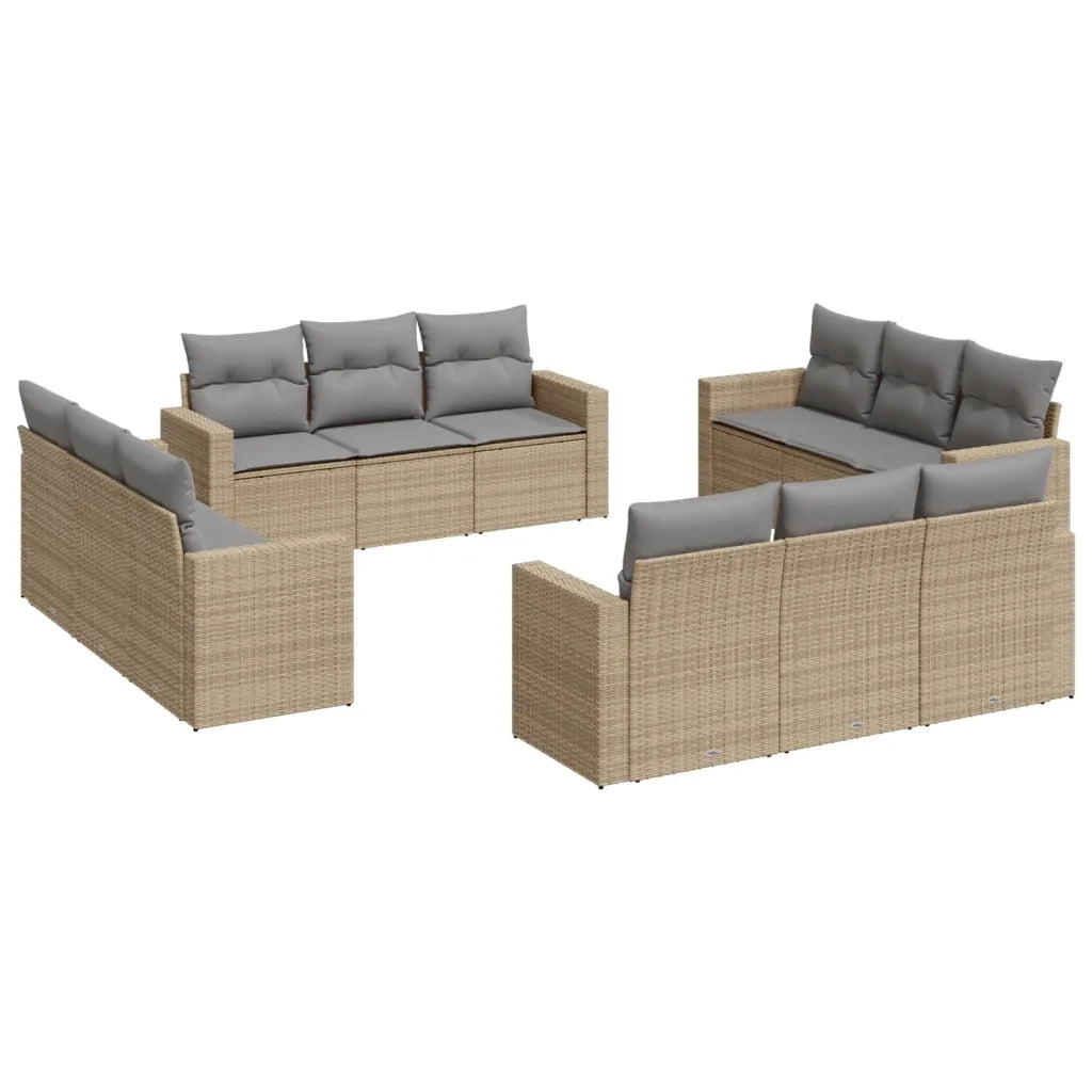 Set Divani da Giardino 12 pz con Cuscini Beige in Polyrattan 3251106