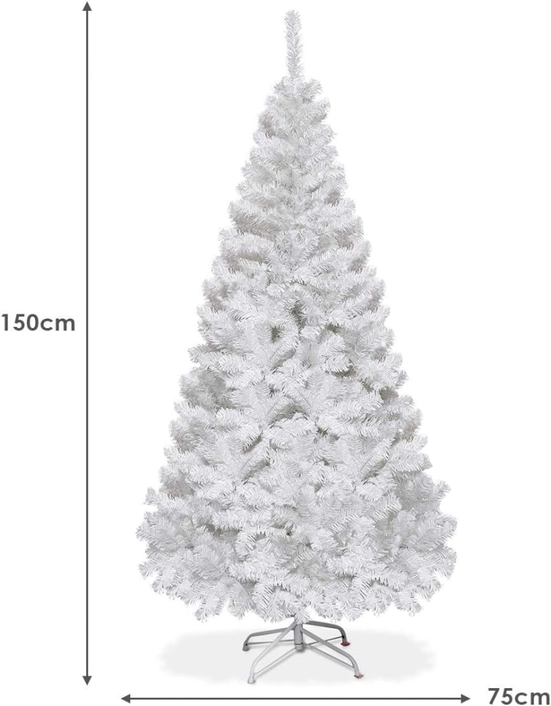 Albero di Natale 150 cm, Albero di Natale Bianco con 350 Rami in PVC e Supporto in Metallo, Albero di Natale Artificiale per Casa, Ufficio e Negozio (150 cm)
