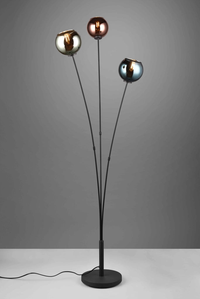 Piantana 3 luci, metallo e vetro, multicolor effetto fumé, H 150 cm, Sheldon