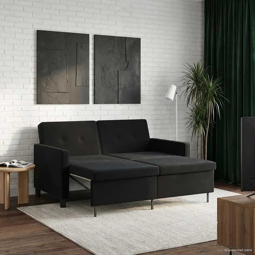 Divano letto Nero Tessuto