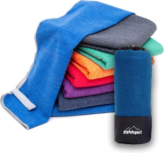 Set di asciugamani in microfibra, per sauna, fitness, sport, asciugamani da spiaggia, asciugamani per sport, 8 misure, 12 colori, blu