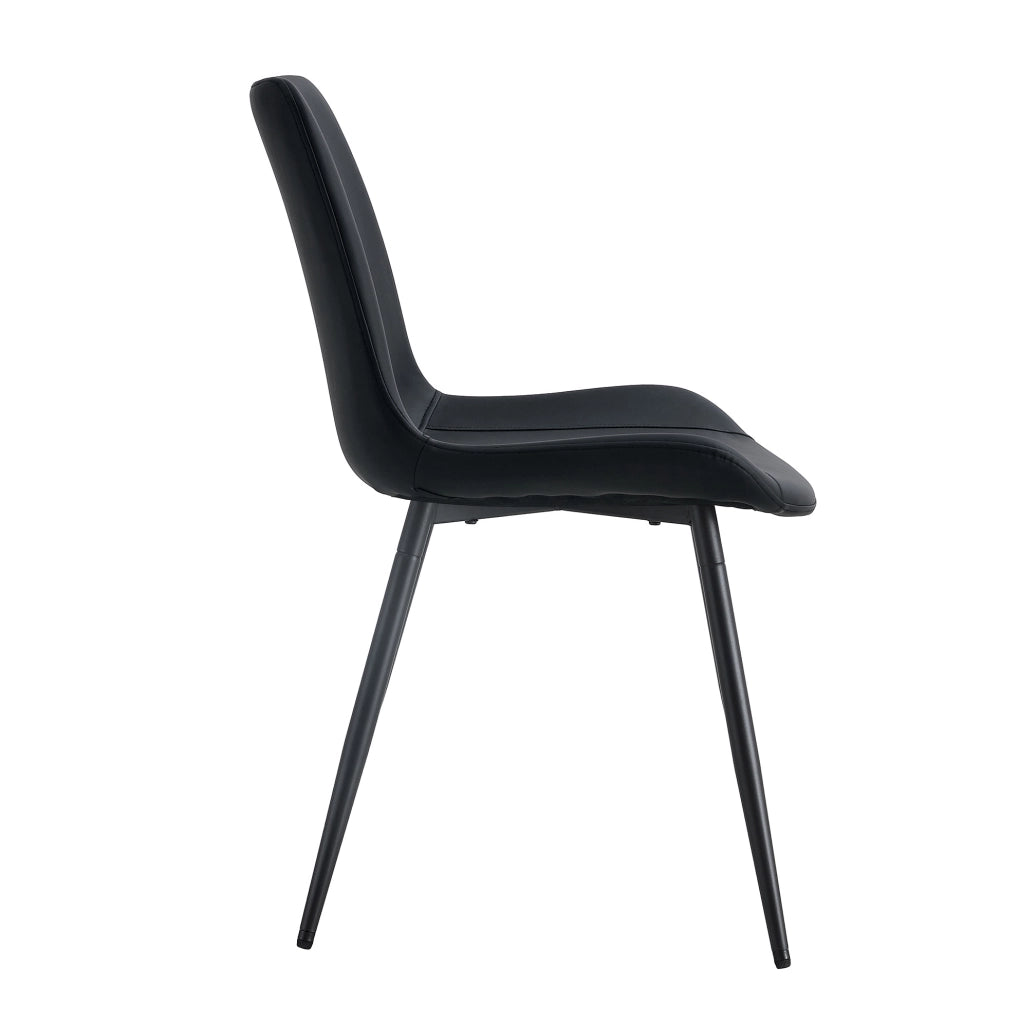 Sedia da pranzo moderna in PU nero con gambe in metallo; 75;5 x 59 x 50;5 cm