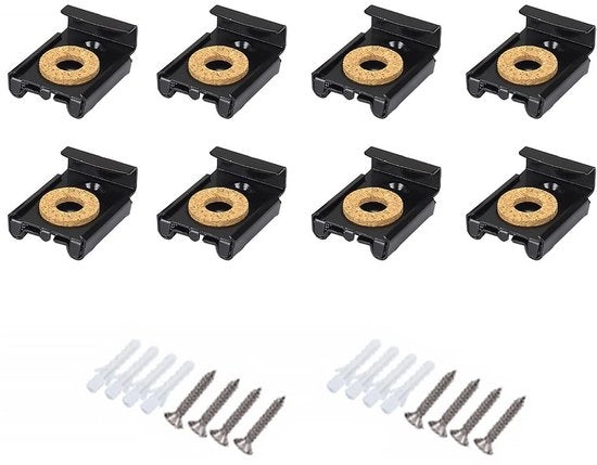 Set di attacchi per specchi 8 pezzi - Kit di supporto per parete senza cornice - Supporti di fissaggio a molla - Carico di 12 kg - Inclusi chiodi/ viti - Materiale di resistenza all'usura in acciaio - Clip per specchi