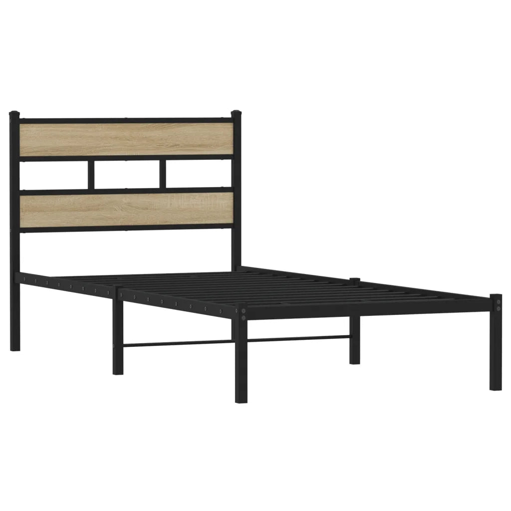 Giroletto senza Materasso in Metallo-Struttura Letto Rovere Sonoma 90x190 cm 745626