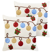 Set di 2 cuscini sparsi in tessuto di velluto bianco Motivo natalizio 45 x 45 cm Accessorio per la decorazione