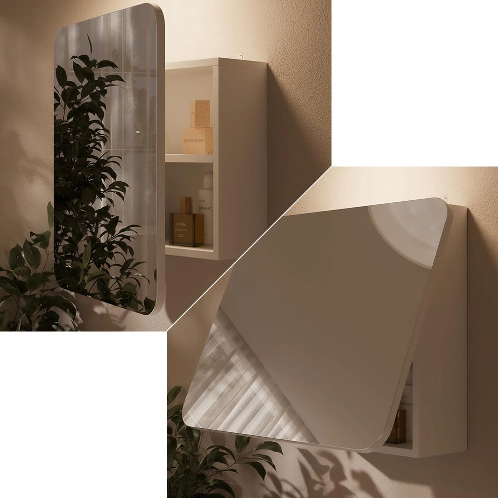 Specchio contenitore bagno Zino, Bianco, 60 x 50 cm con ripiani, Ordine ed eleganza per ogni bagno