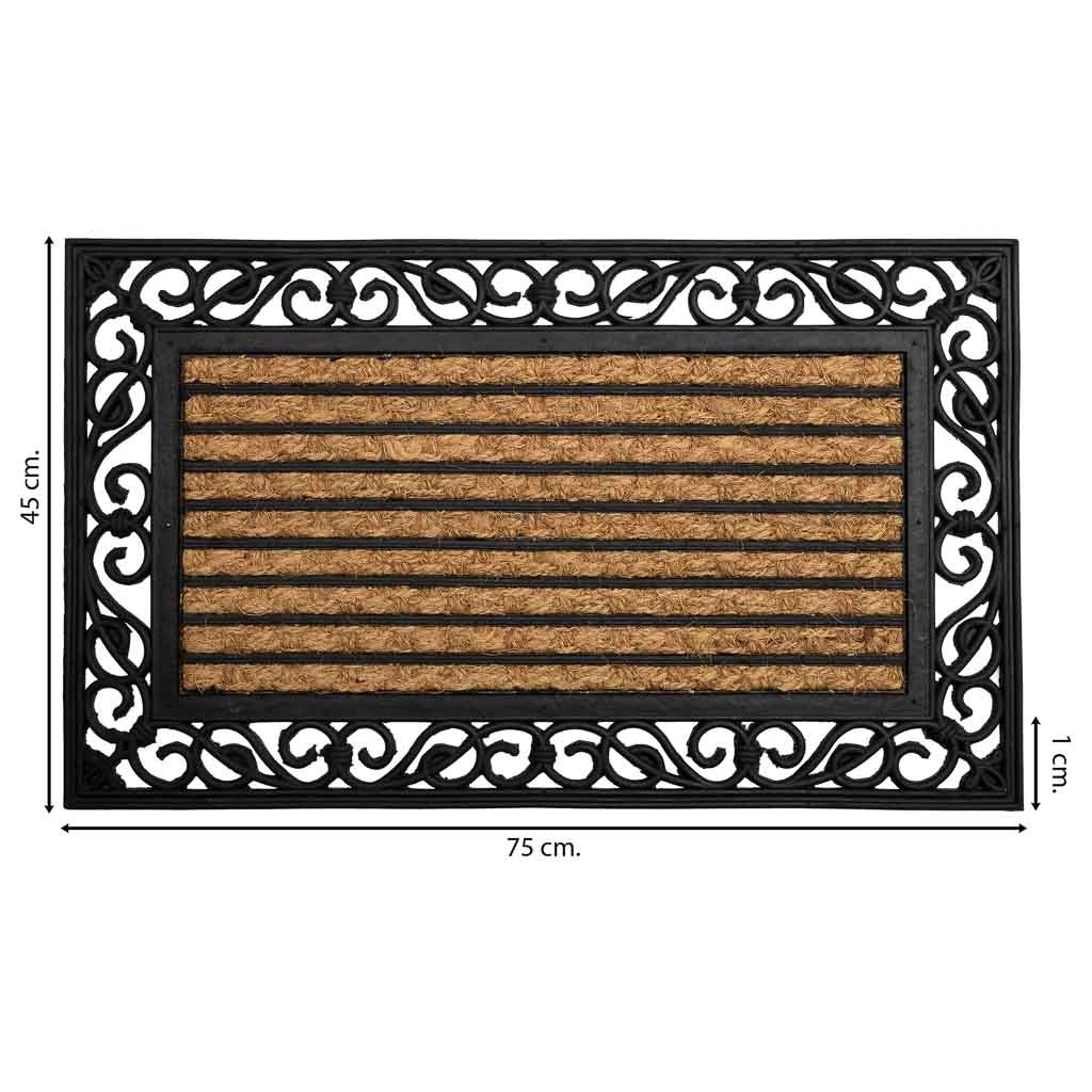Zerbino in gomma e cocco naturale marrone 75x45x1