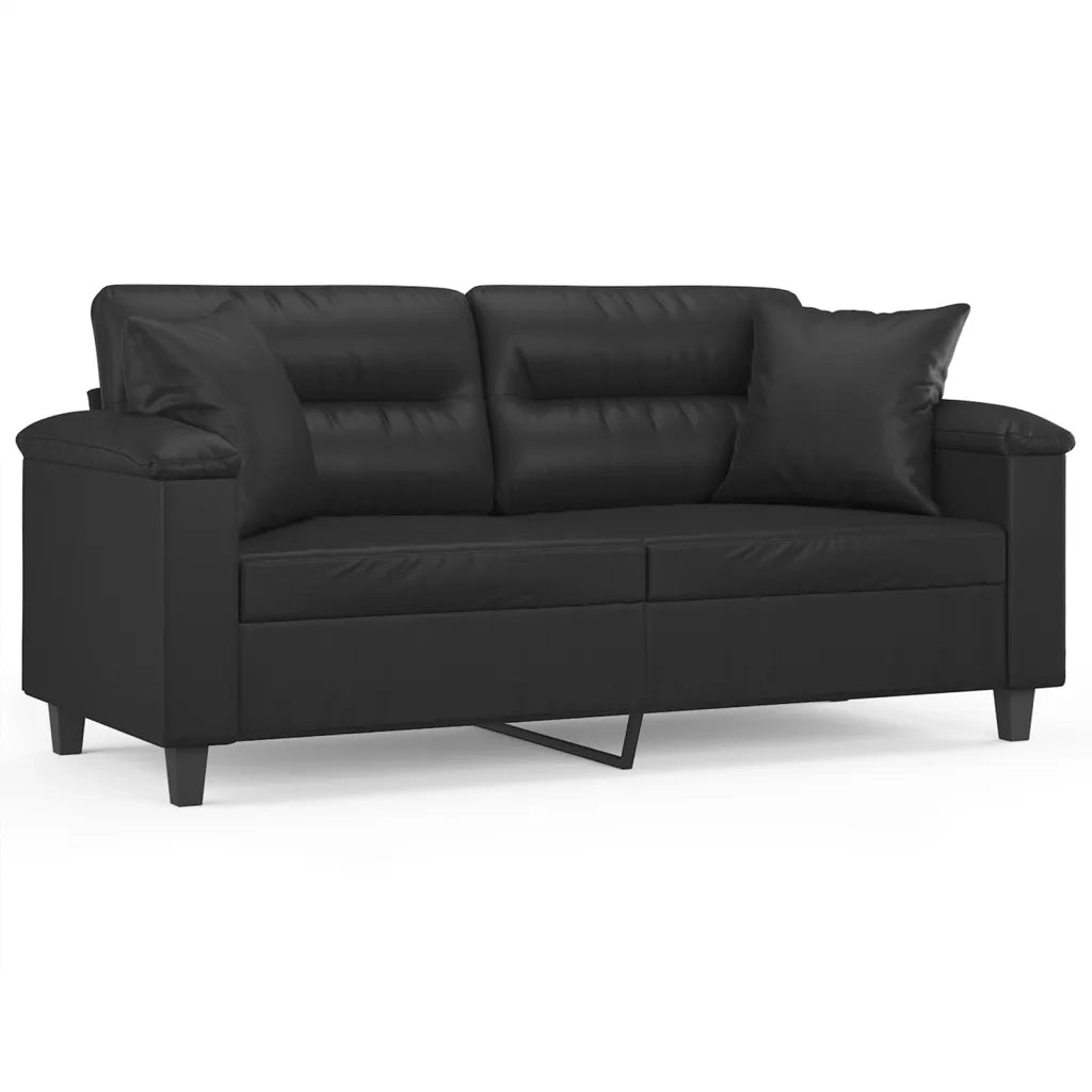 Divano a 2 Posti con Cuscini Nero 140 cm in Similpellecod mxl 96775