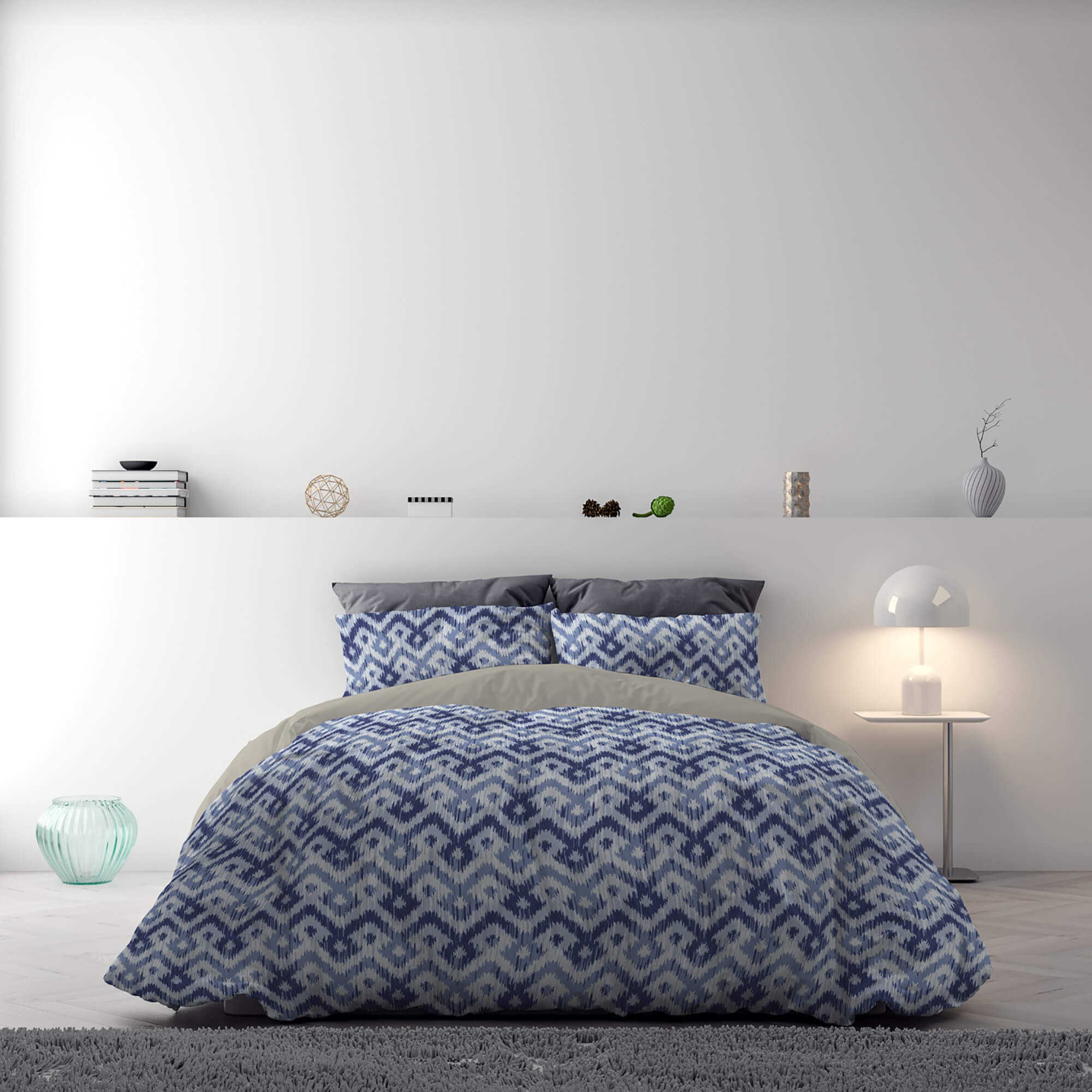 Copripiumino Singolo con Stampa sul Sacco e Federe Doubleface Rombi