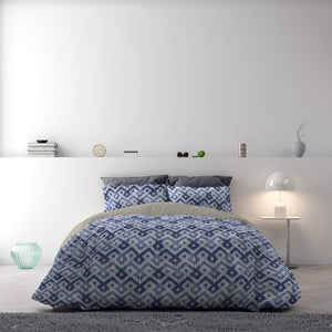 Copripiumino Singolo con Stampa sul Sacco e Federe Doubleface Rombi