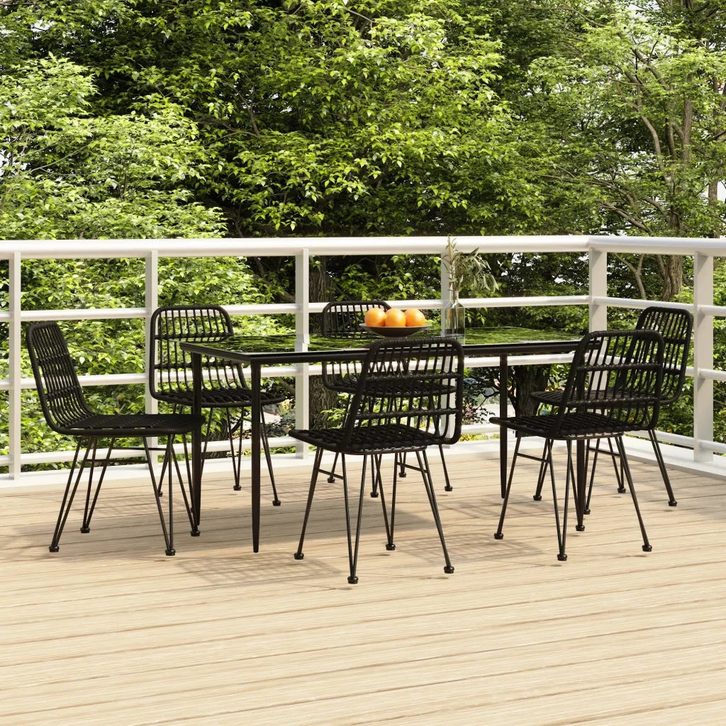 Set da Pranzo da Giardino 7 pz Nero in Polyrattan cod mxl 35587