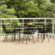 Set da Pranzo da Giardino 7 pz Nero in Polyrattan cod mxl 35587