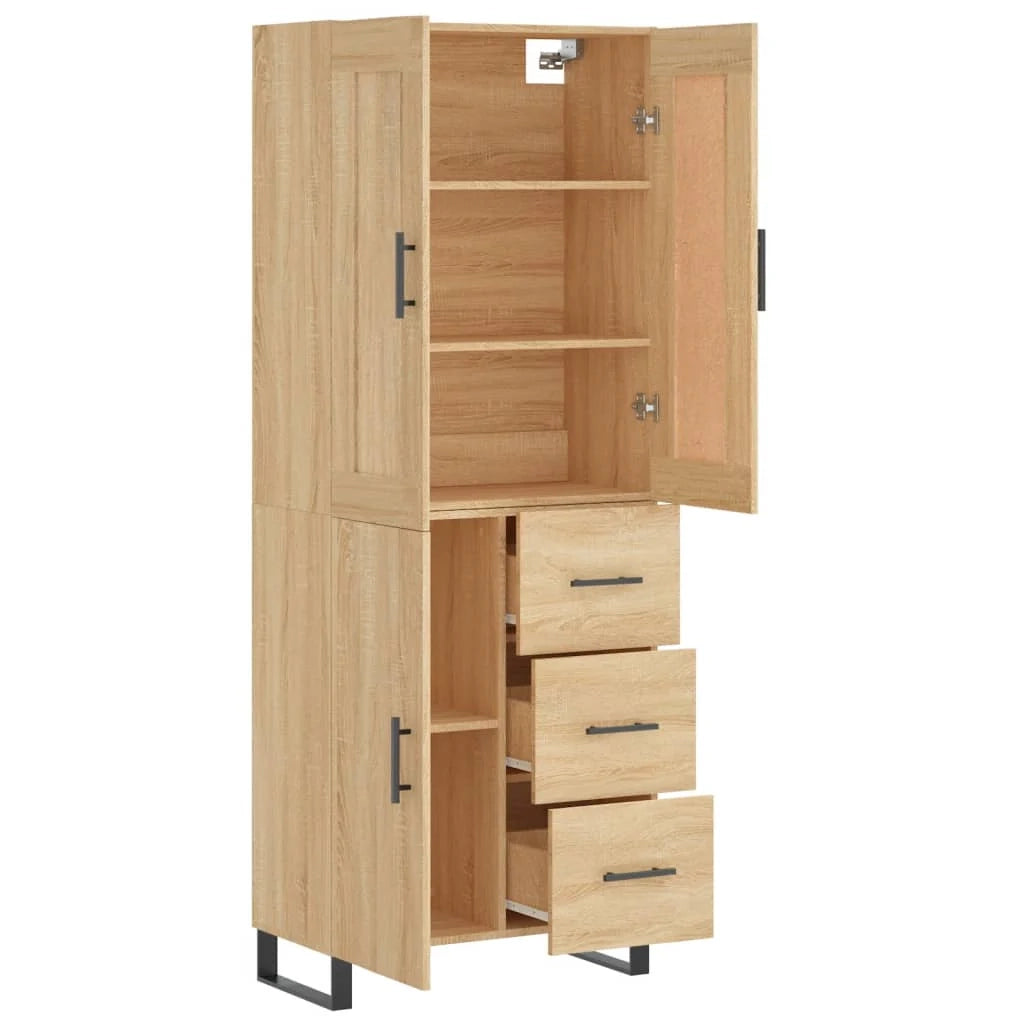Buffet credenza cassettiera armadio mobile contenitore organizer cucina soggiorno salotto rovere Sonoma alto 69,5 x 34 x 180 cm legno ingegnerizzato marrone 02_0034139