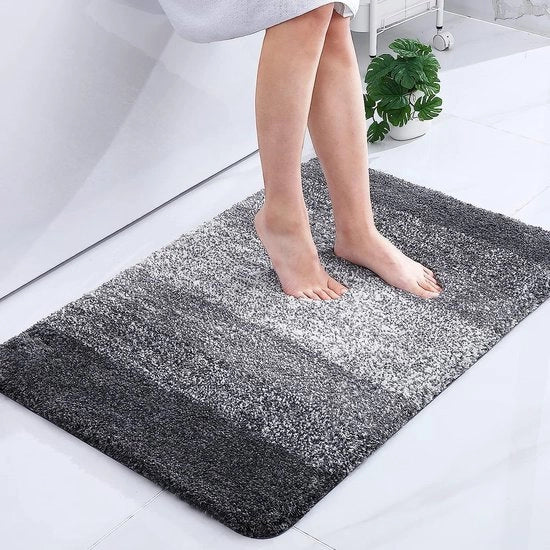 Tapijt da bagno morbido, 60 x 90 cm, antiscivolo, lavabile, soffice, alta densità, tappeto da bagno, microfibra, assorbente, tappetino da bagno (grigio)