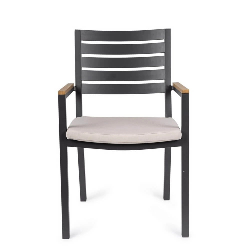 Set 4 Sedie con Braccioli Alluminio Antracite da Esterno - CARMEYA