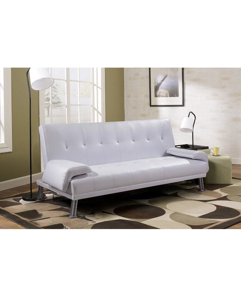 Divano letto reclinabile 3 posti ecopelle bianco Sicorage Crusy